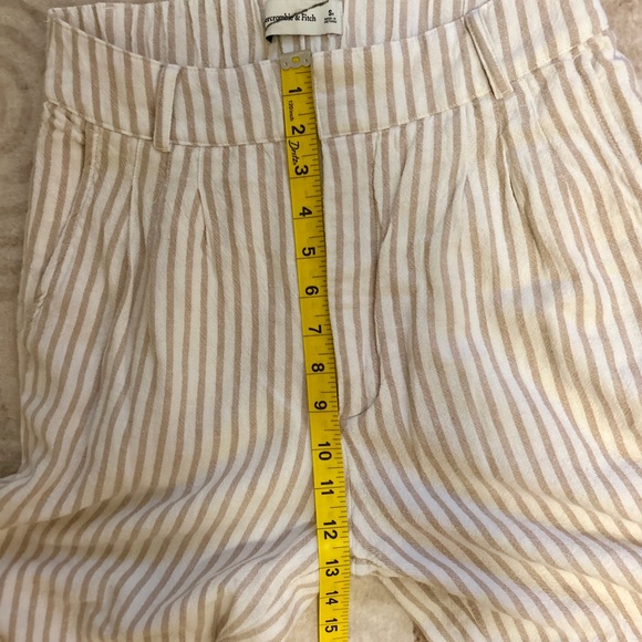 Abercrombie & Fitch Striped Tan Women’s Linen Blend lined Pant size:Sr - Picture 4 of 12